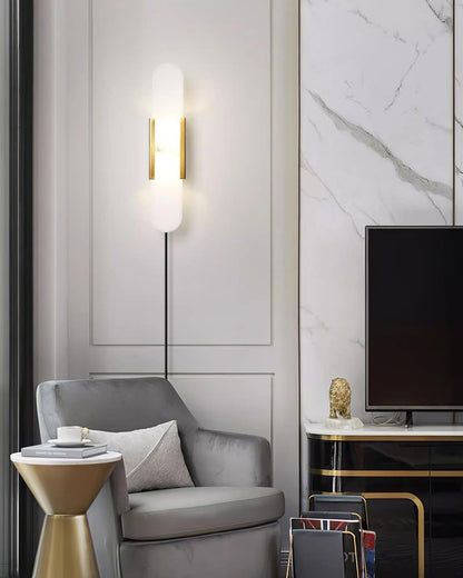 Melange Elongated Plug-in Sconce LED Wall Light Brass Accent