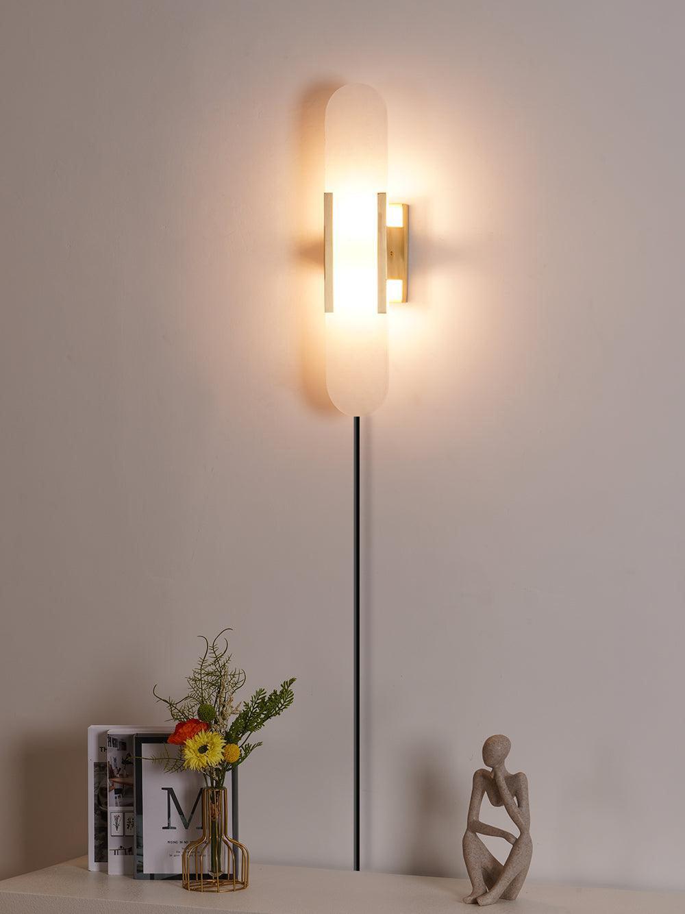 Melange Elongated Plug-in Sconce LED Wall Light Brass Accent