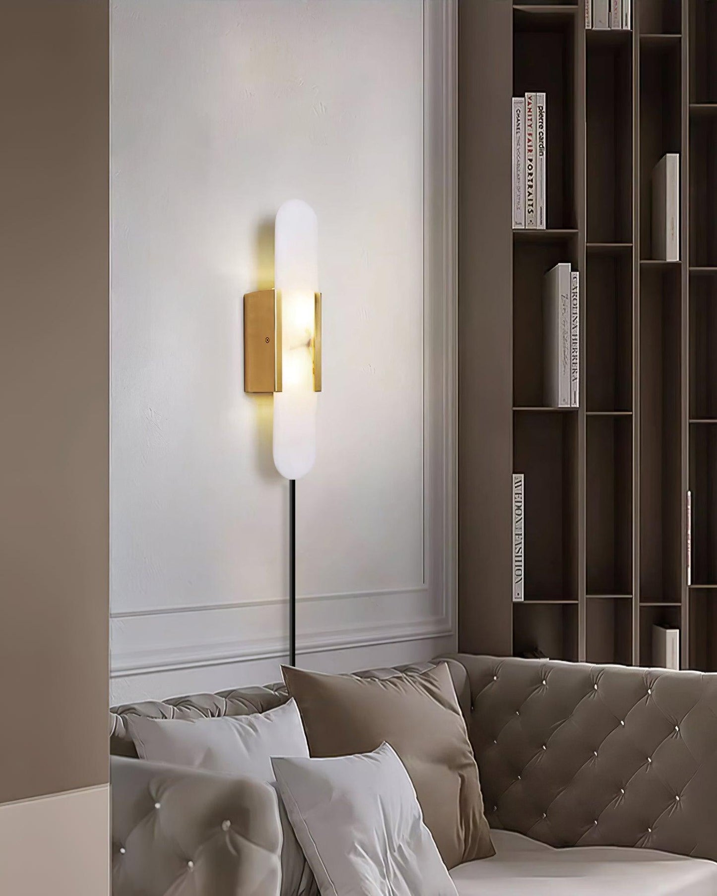 Melange Elongated Plug-in Sconce LED Wall Light Brass Accent