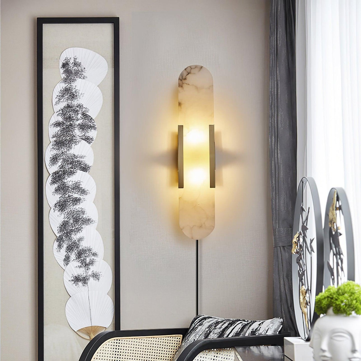 Melange Elongated Plug-in Sconce LED Wall Light Brass Accent