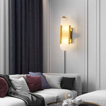 Melange Elongated Plug-in Sconce LED Wall Light Brass Accent