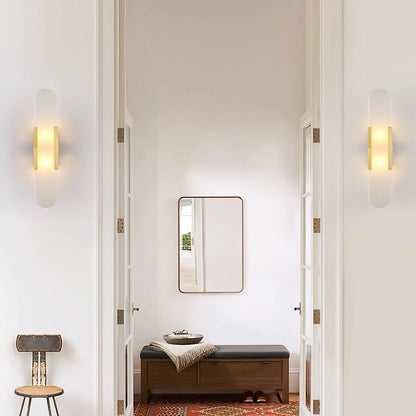 Melange Elongated Plug-in Sconce LED Wall Light Brass Accent