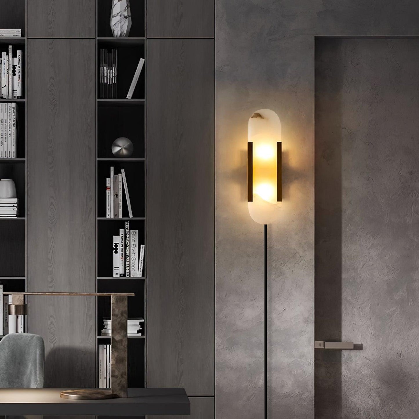 Melange Elongated Plug-in Sconce LED Wall Light Brass Accent
