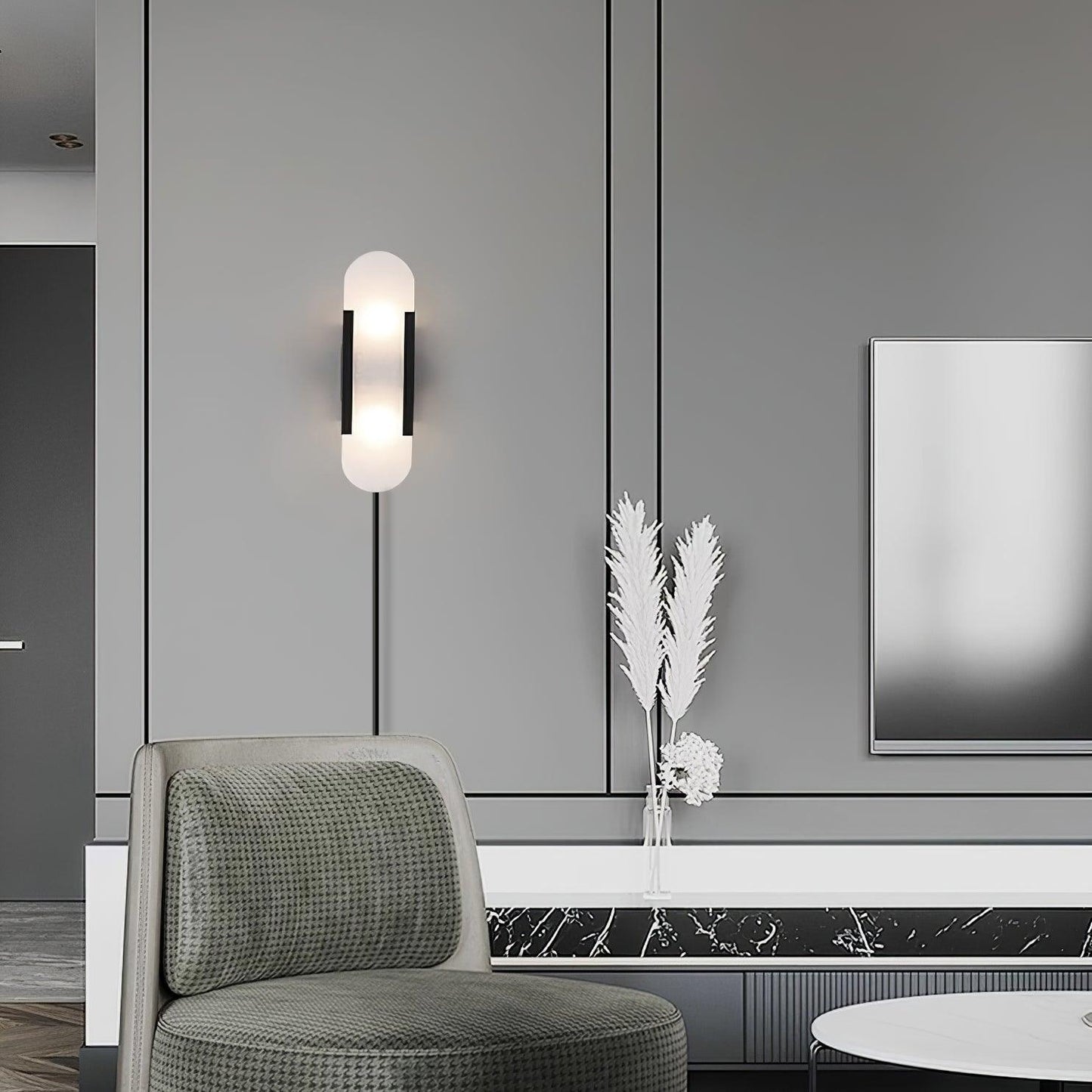 Melange Elongated Plug-in Sconce LED Wall Light Brass Accent