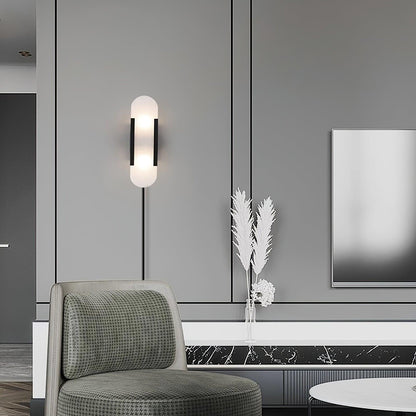 Melange Elongated Plug-in Sconce LED Wall Light Brass Accent