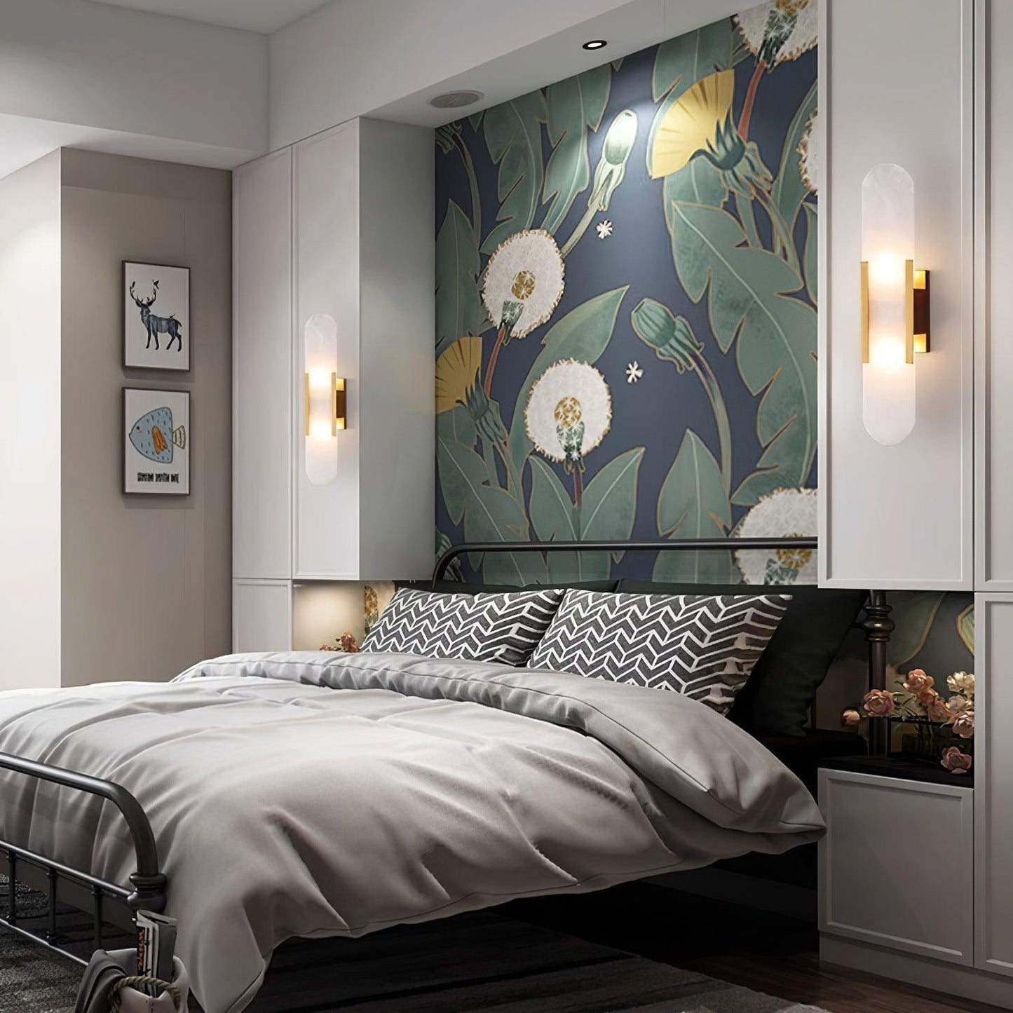 Melange Elongated Plug-in Sconce LED Wall Light Brass Accent
