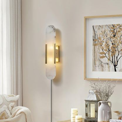 Melange Elongated Plug-in Sconce LED Wall Light Brass Accent
