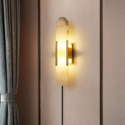 Melange Elongated Plug-in Sconce LED Wall Light Brass Accent