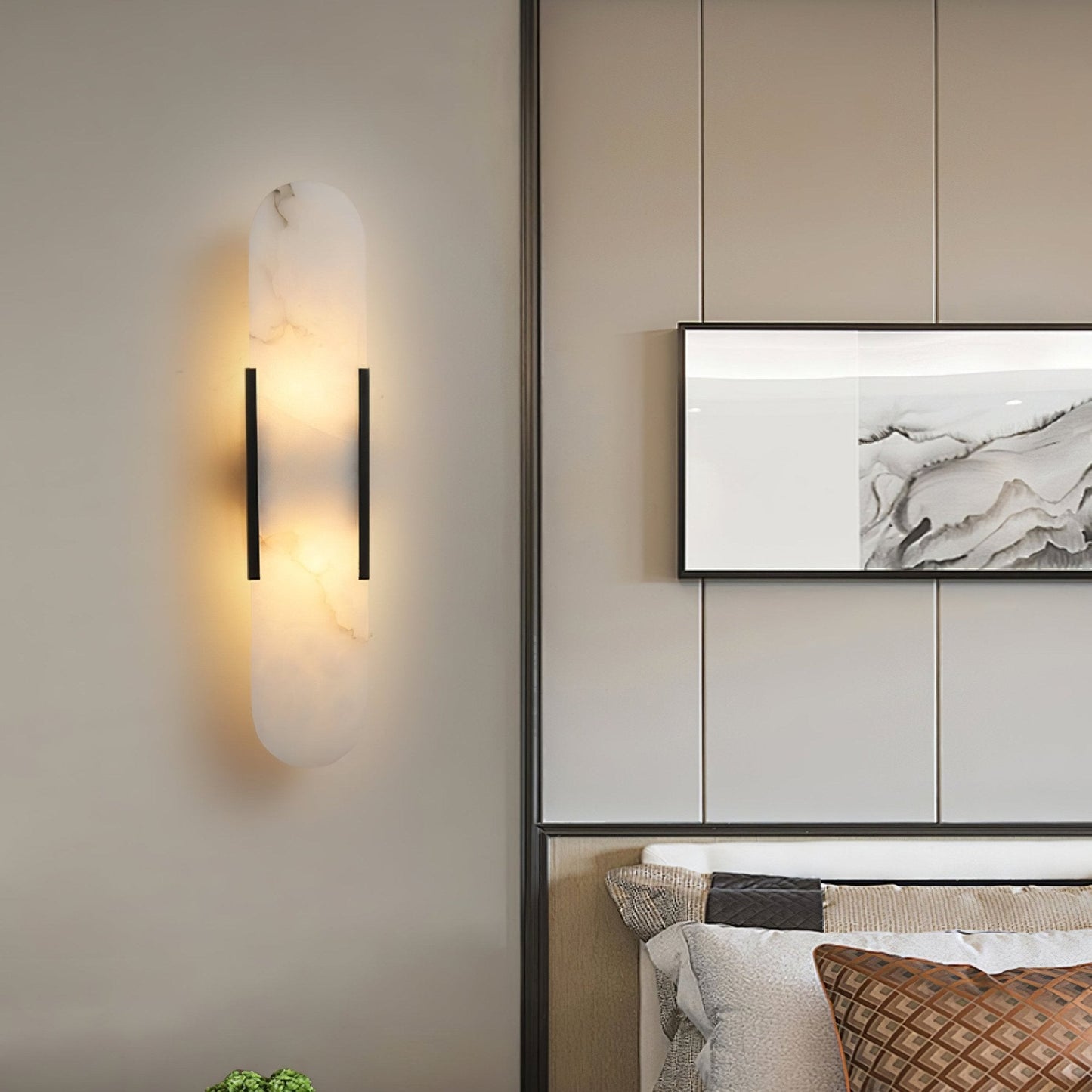 Melange Elongated Plug-in Sconce LED Wall Light Brass Accent