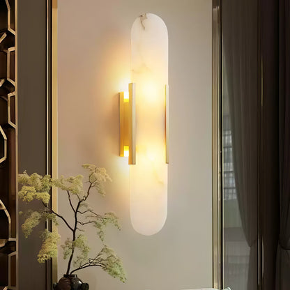 Melange Elongated Plug-in Sconce LED Wall Light Brass Accent