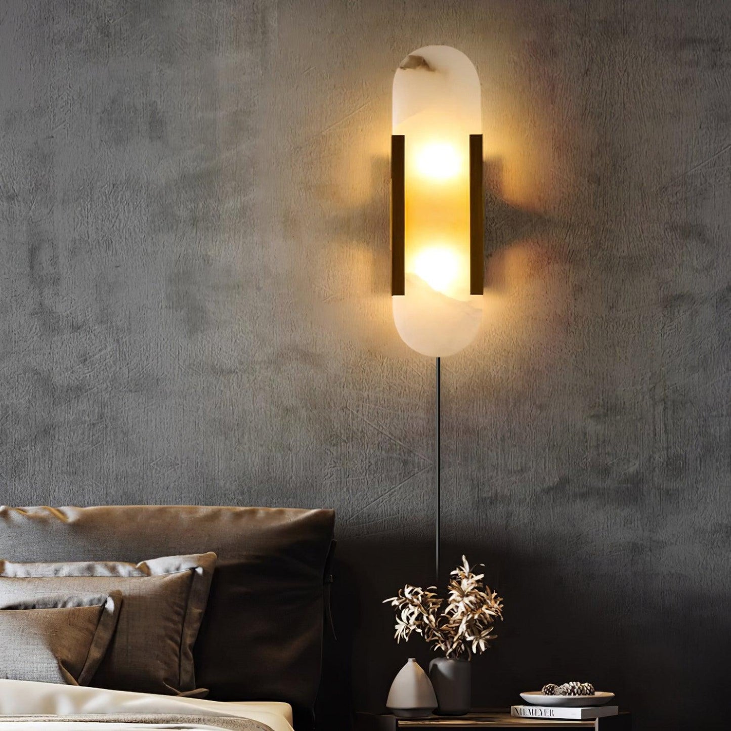 Melange Elongated Plug-in Sconce LED Wall Light Brass Accent