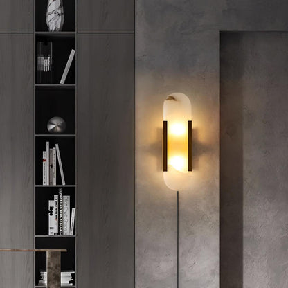 Melange Elongated Plug-in Sconce LED Wall Light Brass Accent