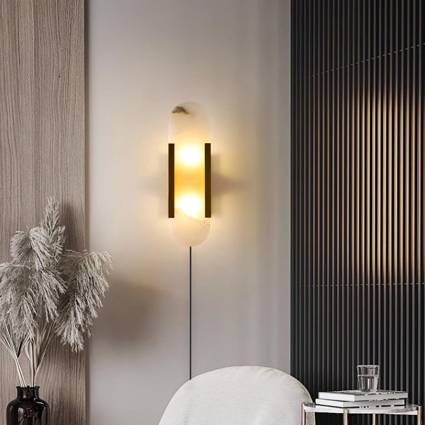 Melange Elongated Plug-in Sconce LED Wall Light Brass Accent
