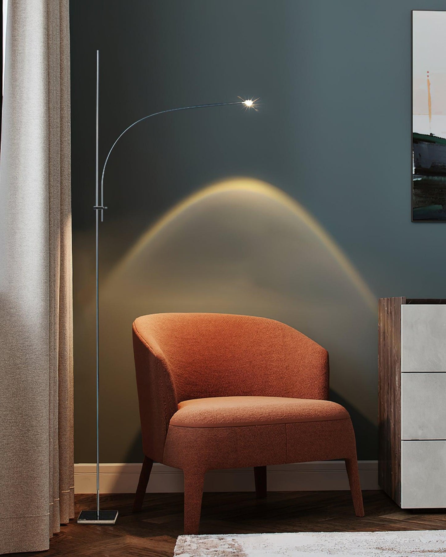 Metal Body Graceful Floor Lamp with Integrated LED Light