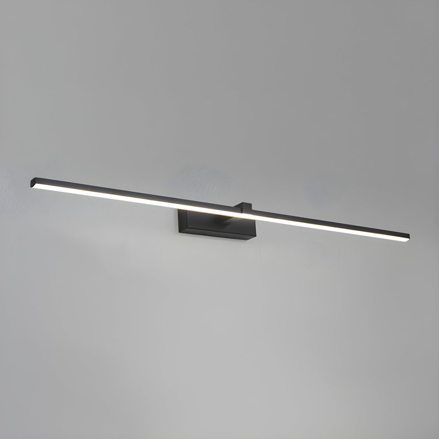Metal Linear Mirror Wall Light with LED - Black Finish