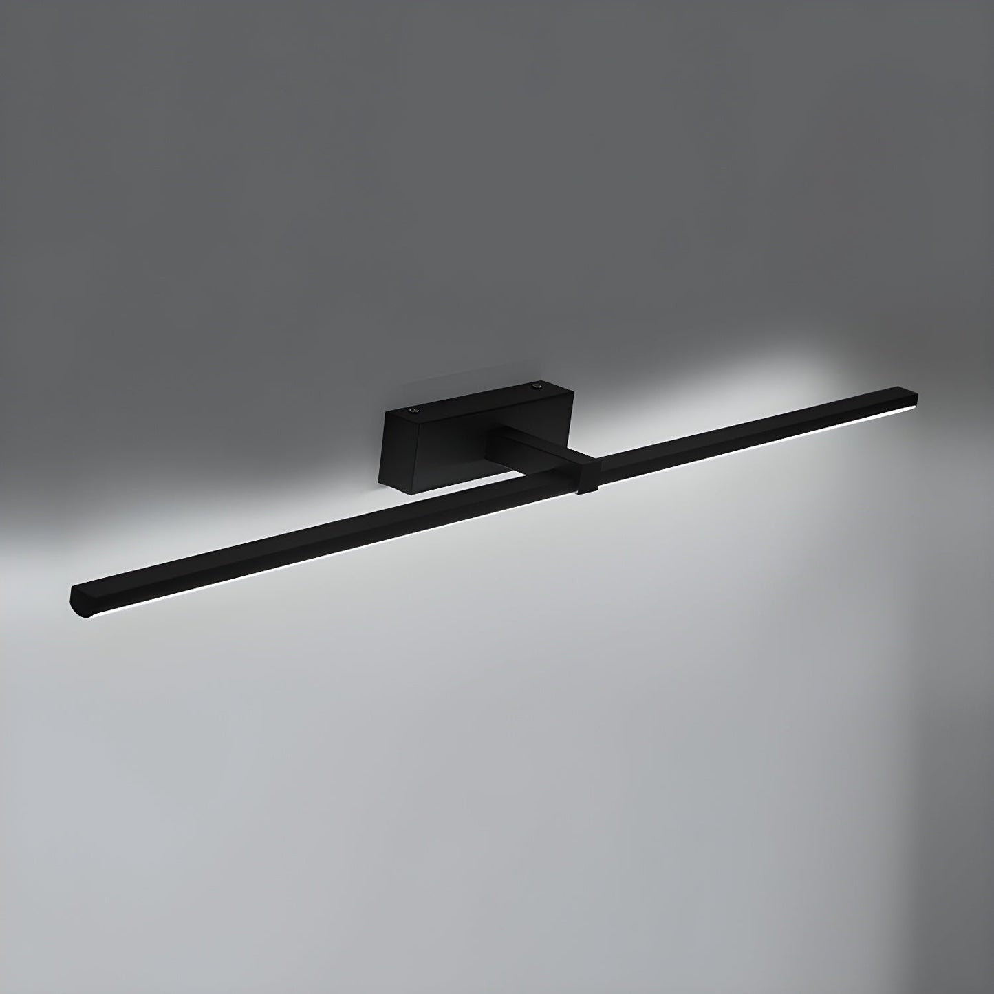 Metal Linear Mirror Wall Light with LED - Black Finish