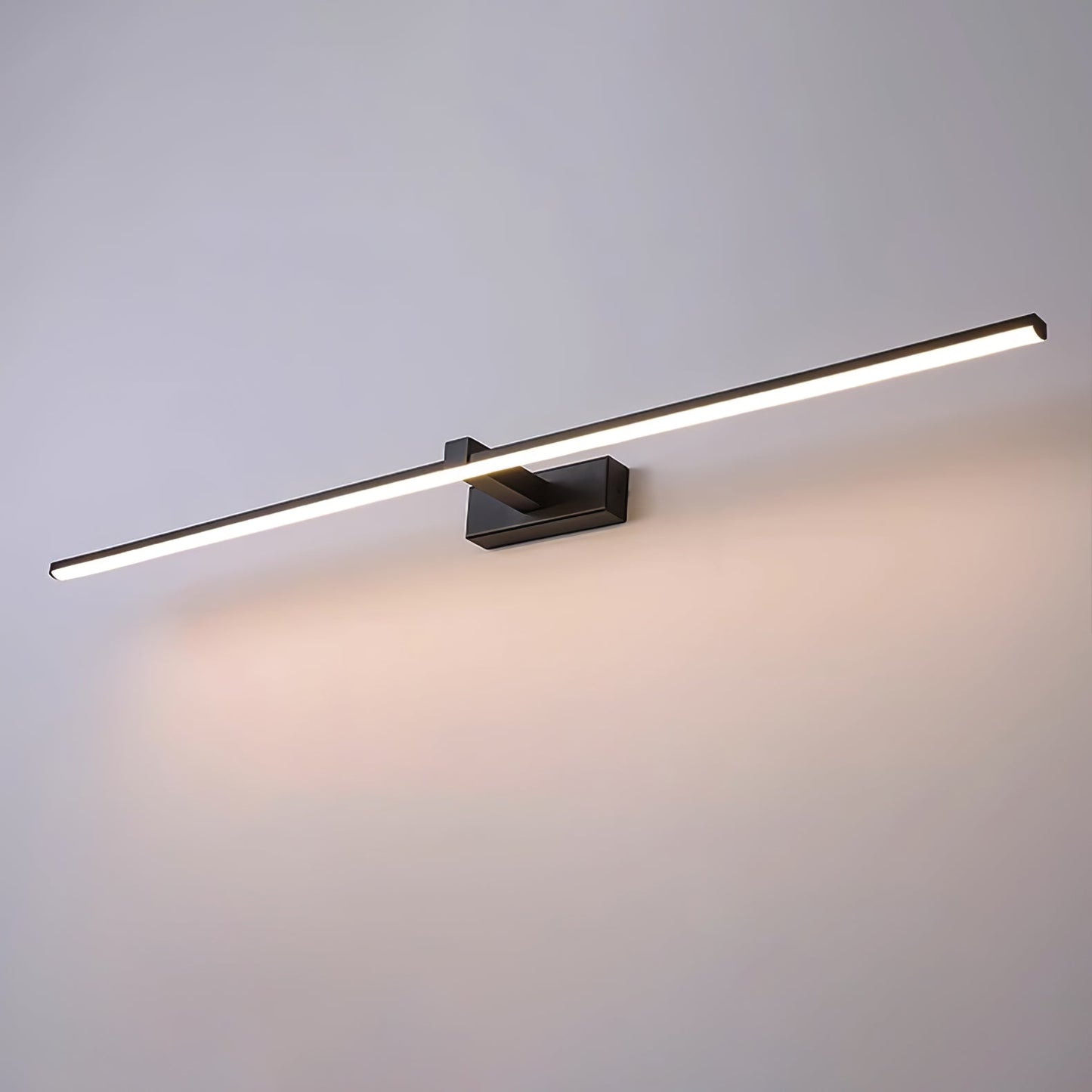 Metal Linear Mirror Wall Light with LED - Black Finish