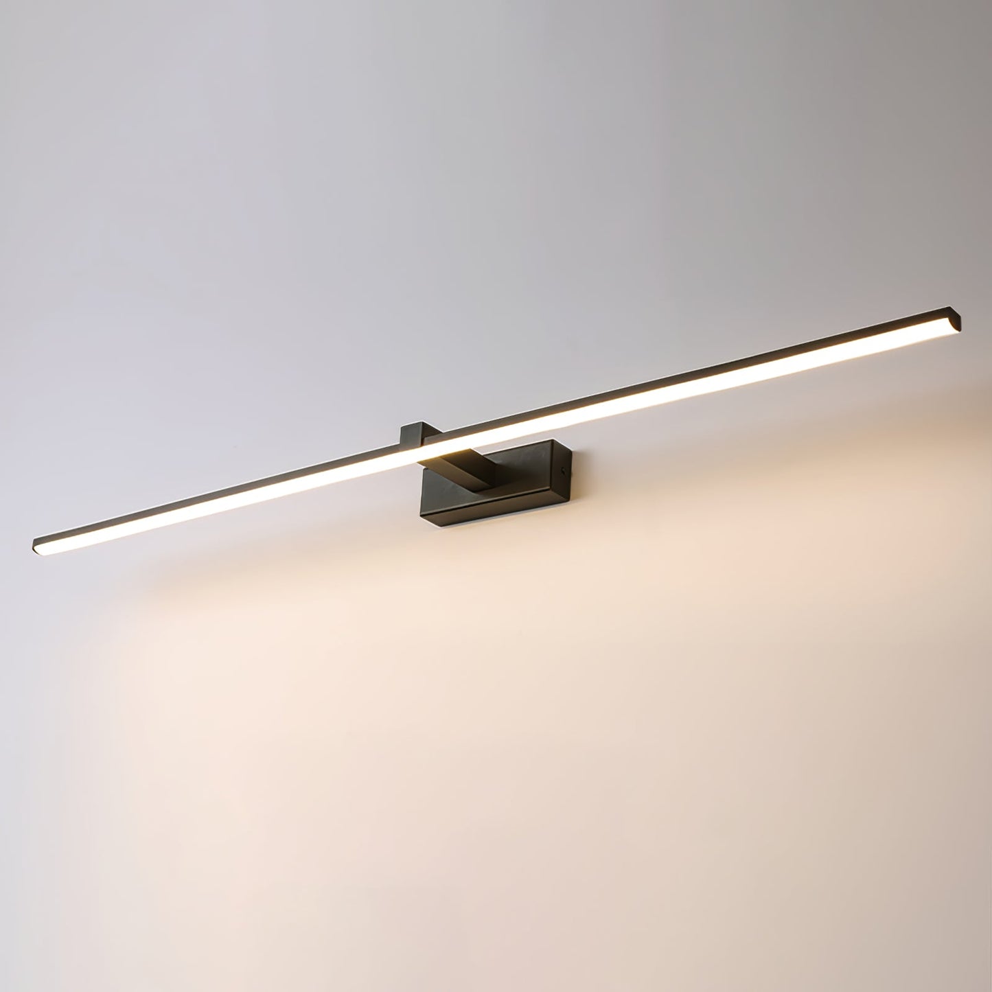 Metal Linear Mirror Wall Light with LED - Black Finish