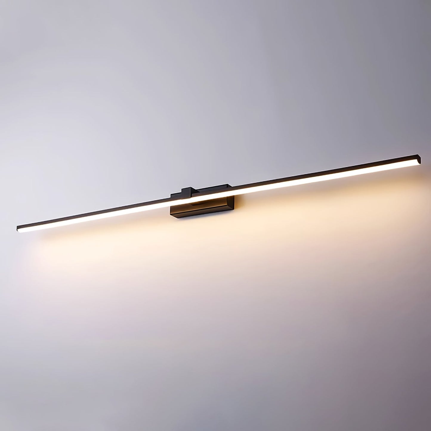 Metal Linear Mirror Wall Light with LED - Black Finish
