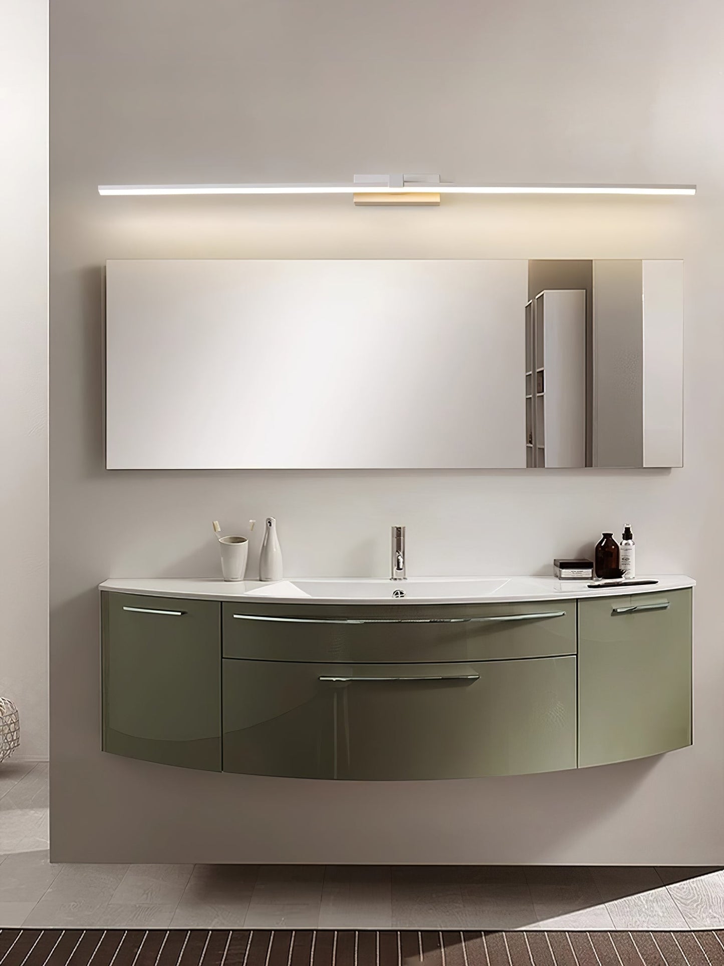 Metal Linear Mirror Wall Light with LED - Black Finish