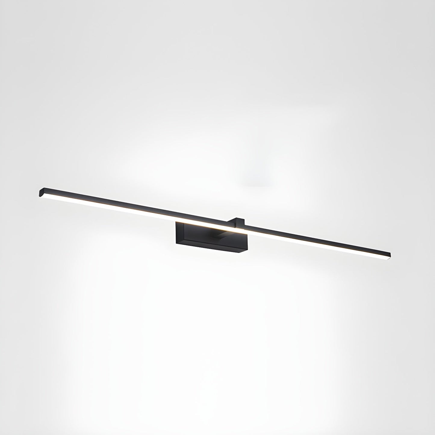 Metal Linear Mirror Wall Light with LED - Black Finish