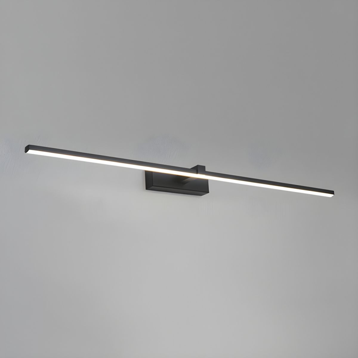 Metal Linear Mirror Wall Light with LED - Black Finish