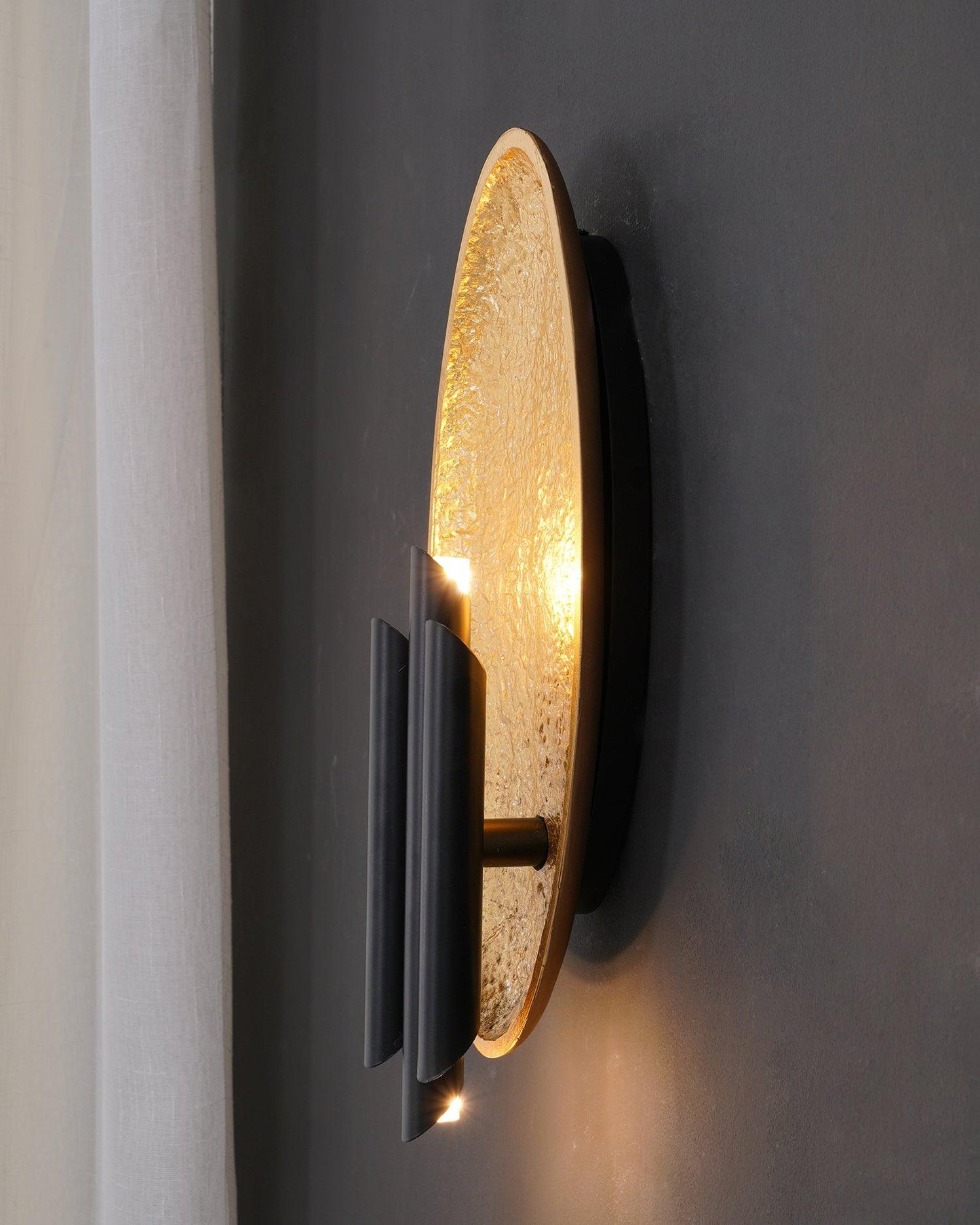 Metal Sconce Wall Light - Gold & Black Finish, LED, Indoor
