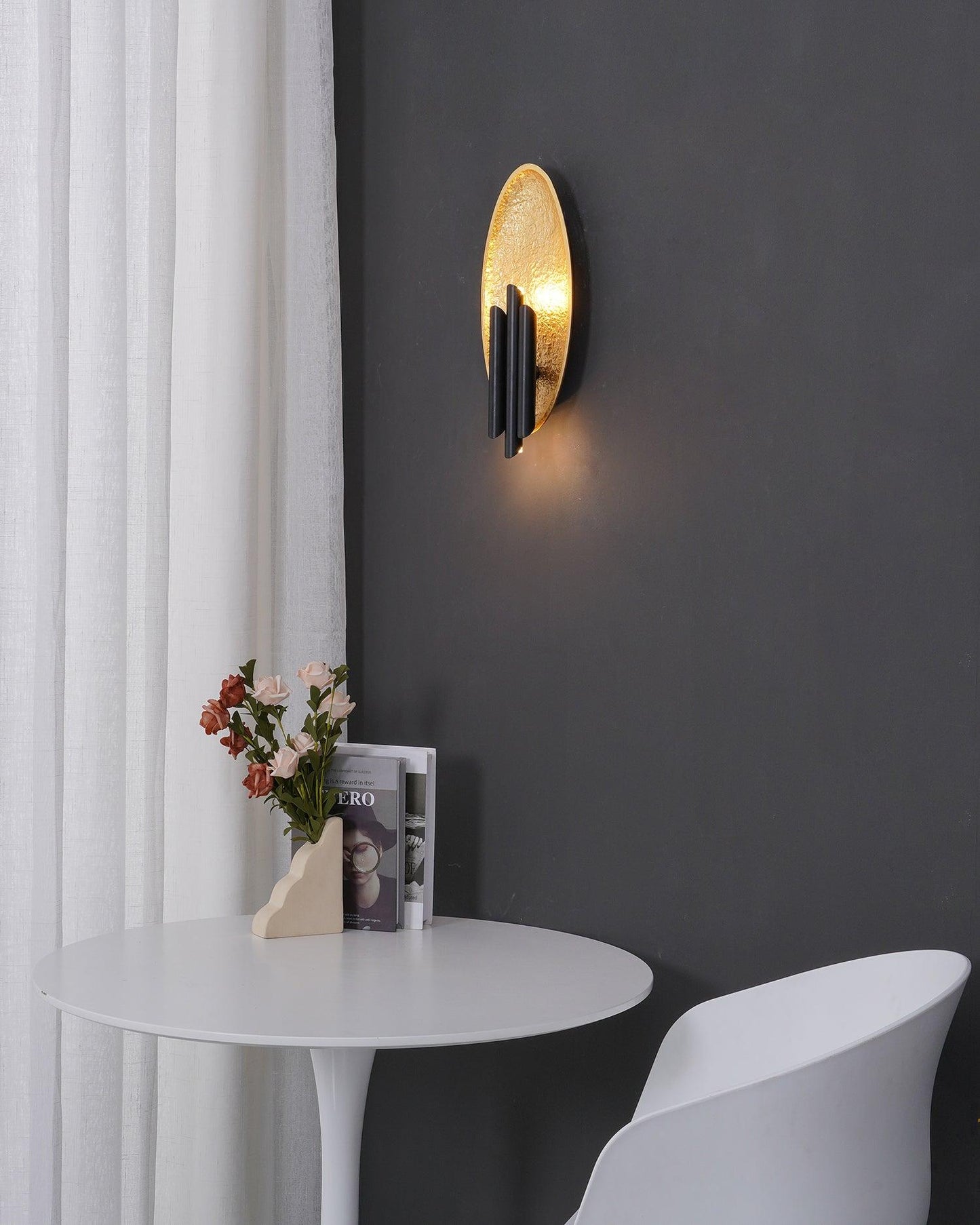 Metal Sconce Wall Light - Gold & Black Finish, LED, Indoor