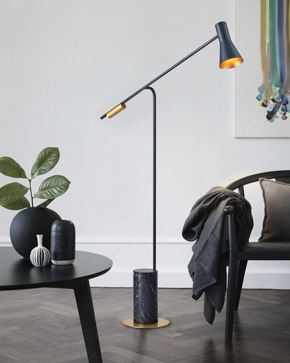 Metro Floor Lamp with Black Marble Base and LED Light