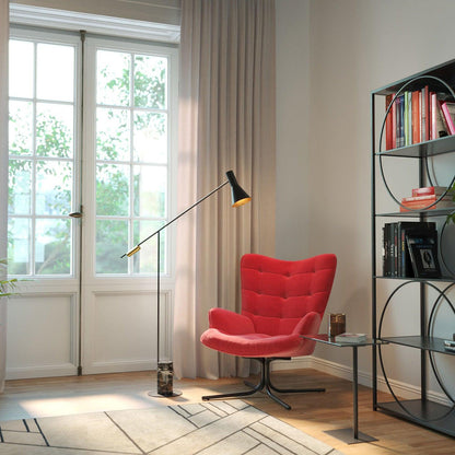 Metro Floor Lamp with Black Marble Base and LED Light