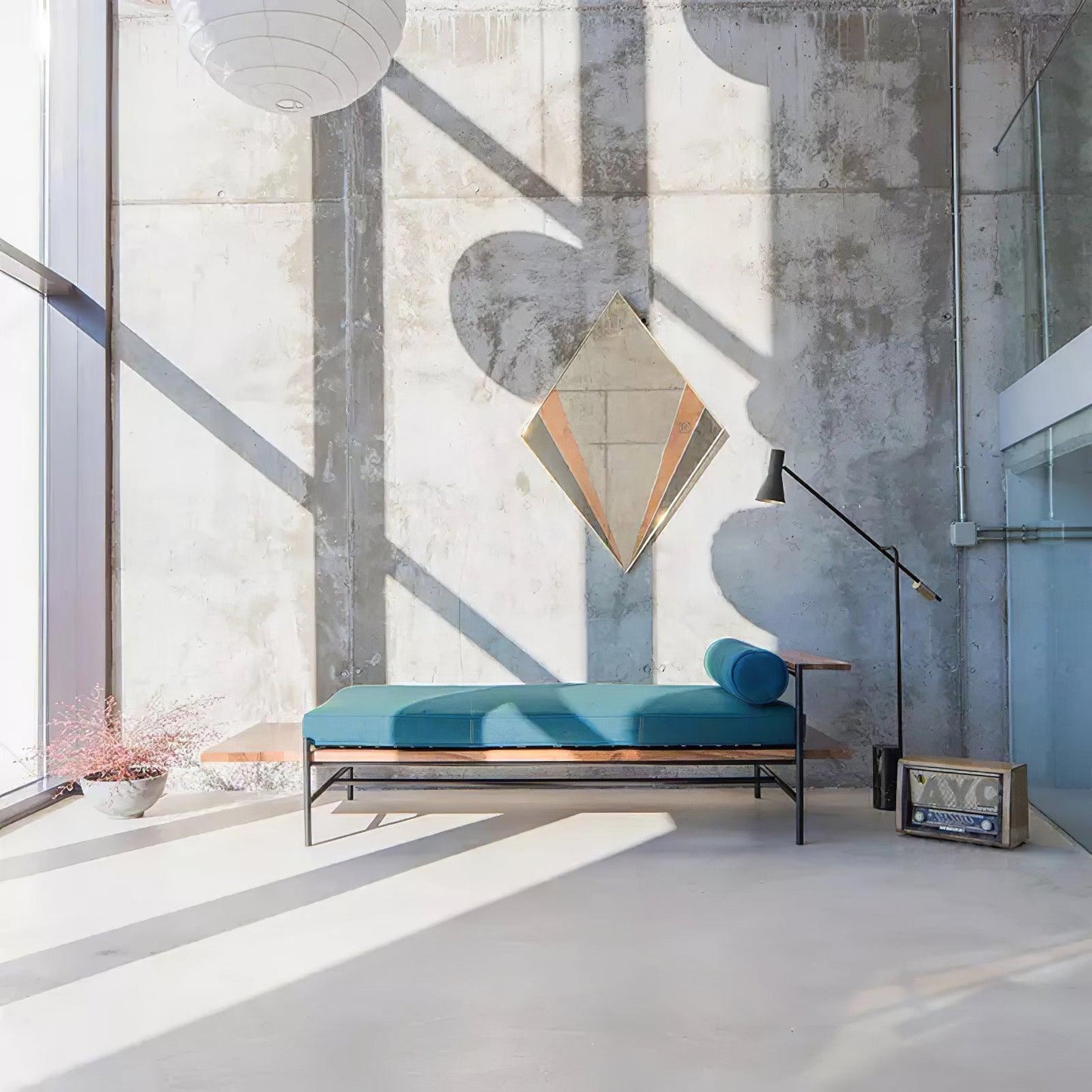 Metro Floor Lamp with Black Marble Base and LED Light