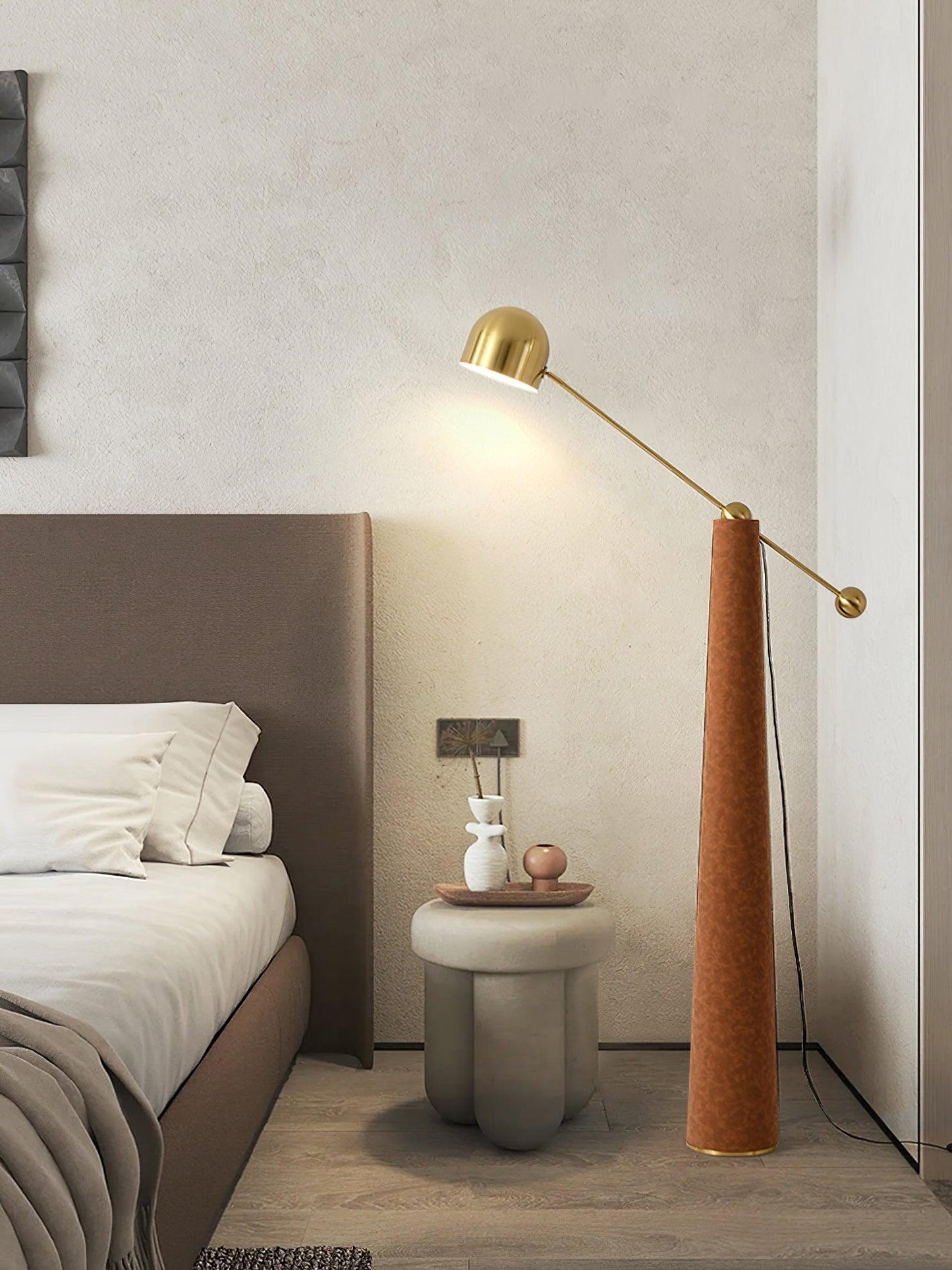 Metronome Floor Lamp - LED, Metal & Leather Design, Indoor