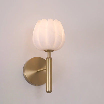 Mian Wall Lamp LED Sconce with Brass and Alabaster Design
