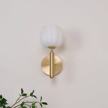 Mian Wall Lamp LED Sconce with Brass and Alabaster Design