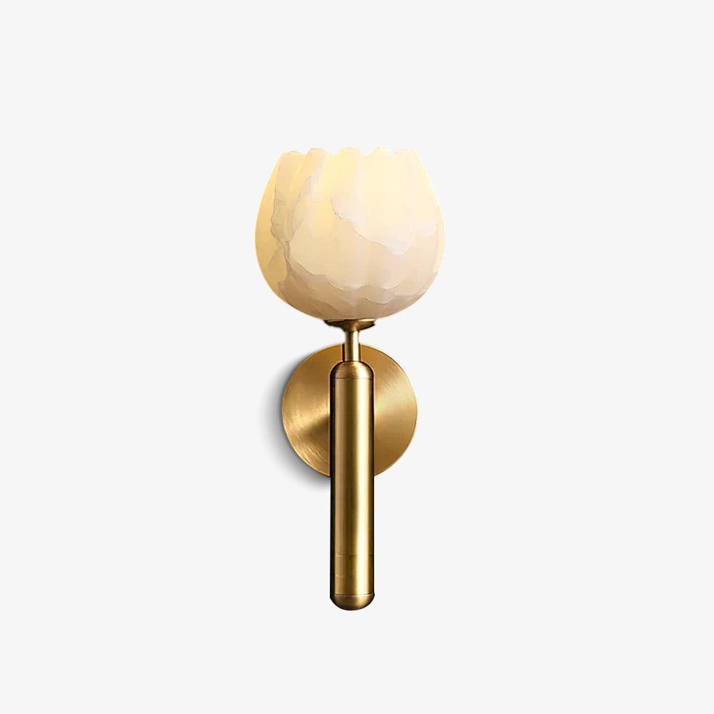 Mian Wall Lamp LED Sconce with Brass and Alabaster Design