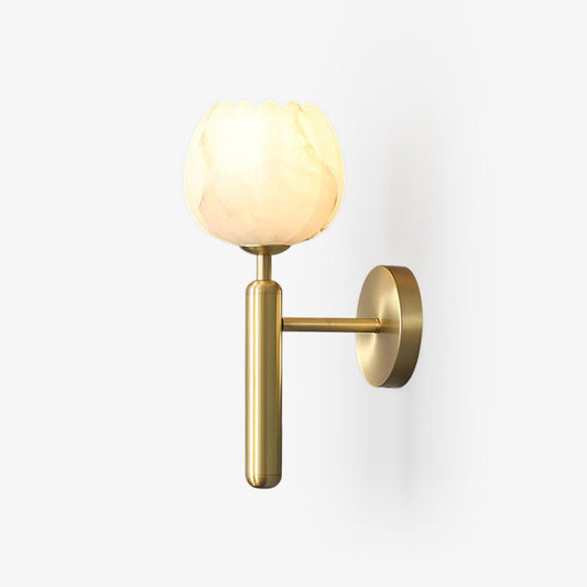 Mian Wall Lamp LED Sconce with Brass and Alabaster Design