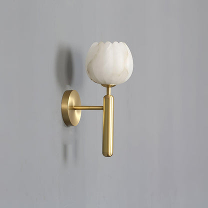 Mian Wall Lamp LED Sconce with Brass and Alabaster Design