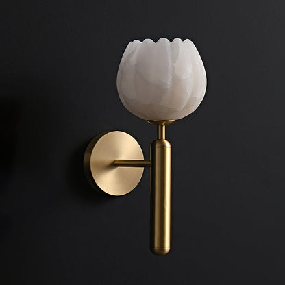 Mian Wall Lamp LED Sconce with Brass and Alabaster Design