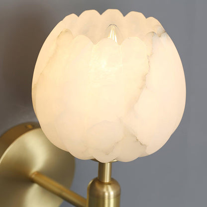 Mian Wall Lamp LED Sconce with Brass and Alabaster Design