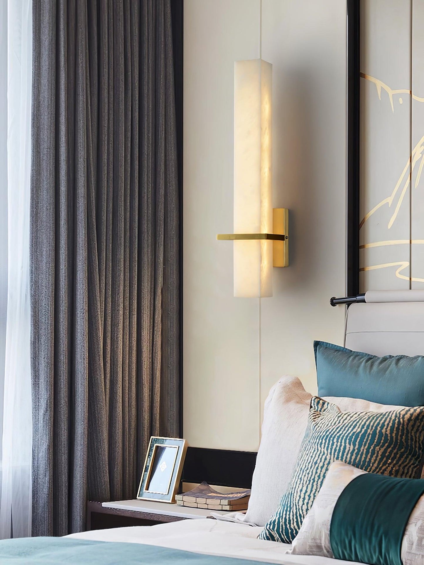 Milan Wall Sconce LED Indoor Lighting Brass Alabaster Fixture