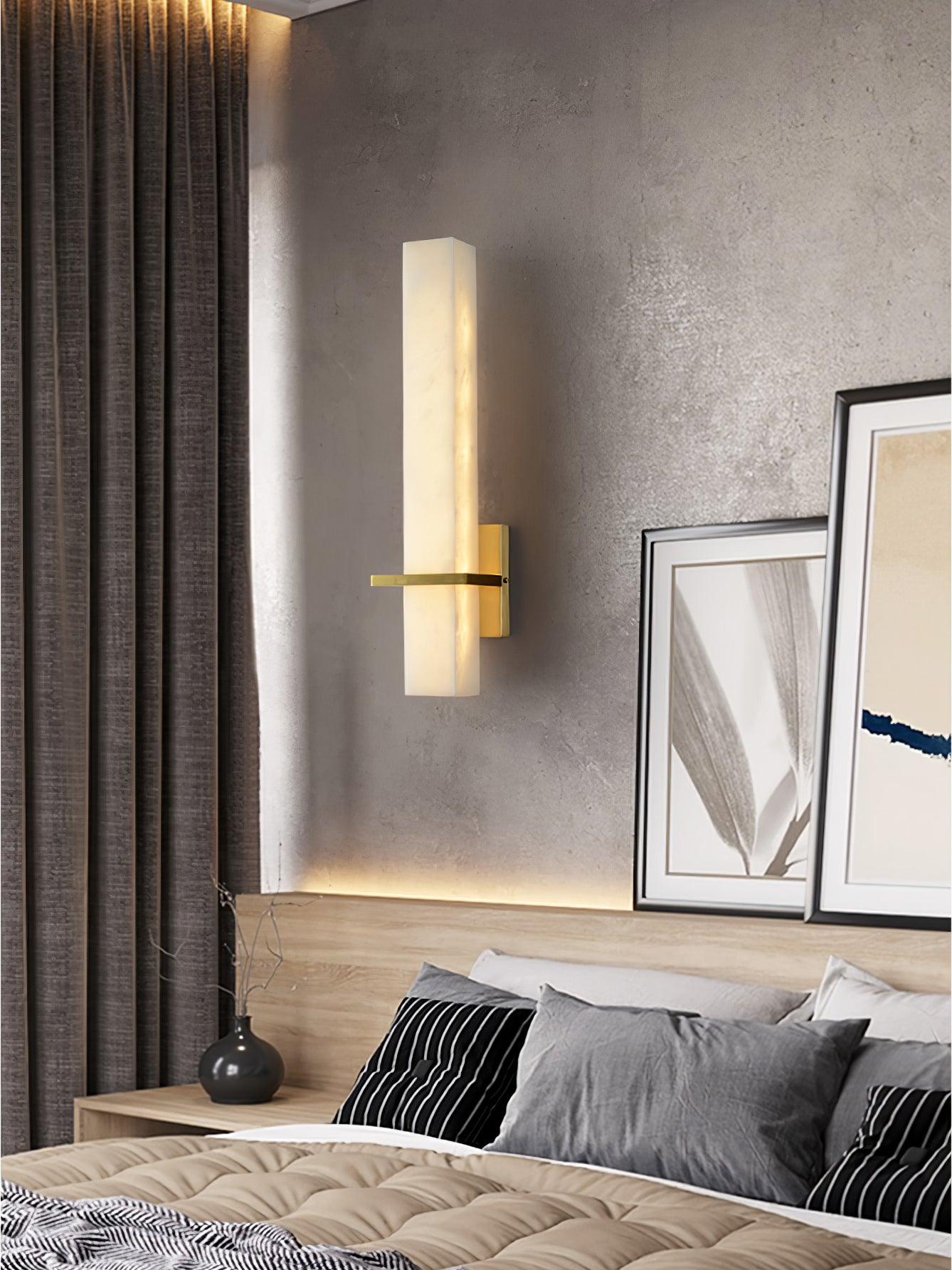 Milan Wall Sconce LED Indoor Lighting Brass Alabaster Fixture