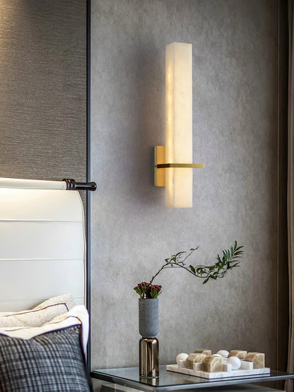 Milan Wall Sconce LED Indoor Lighting Brass Alabaster Fixture