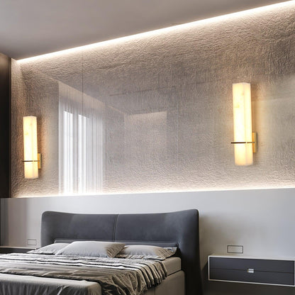 Milan Wall Sconce LED Indoor Lighting Brass Alabaster Fixture