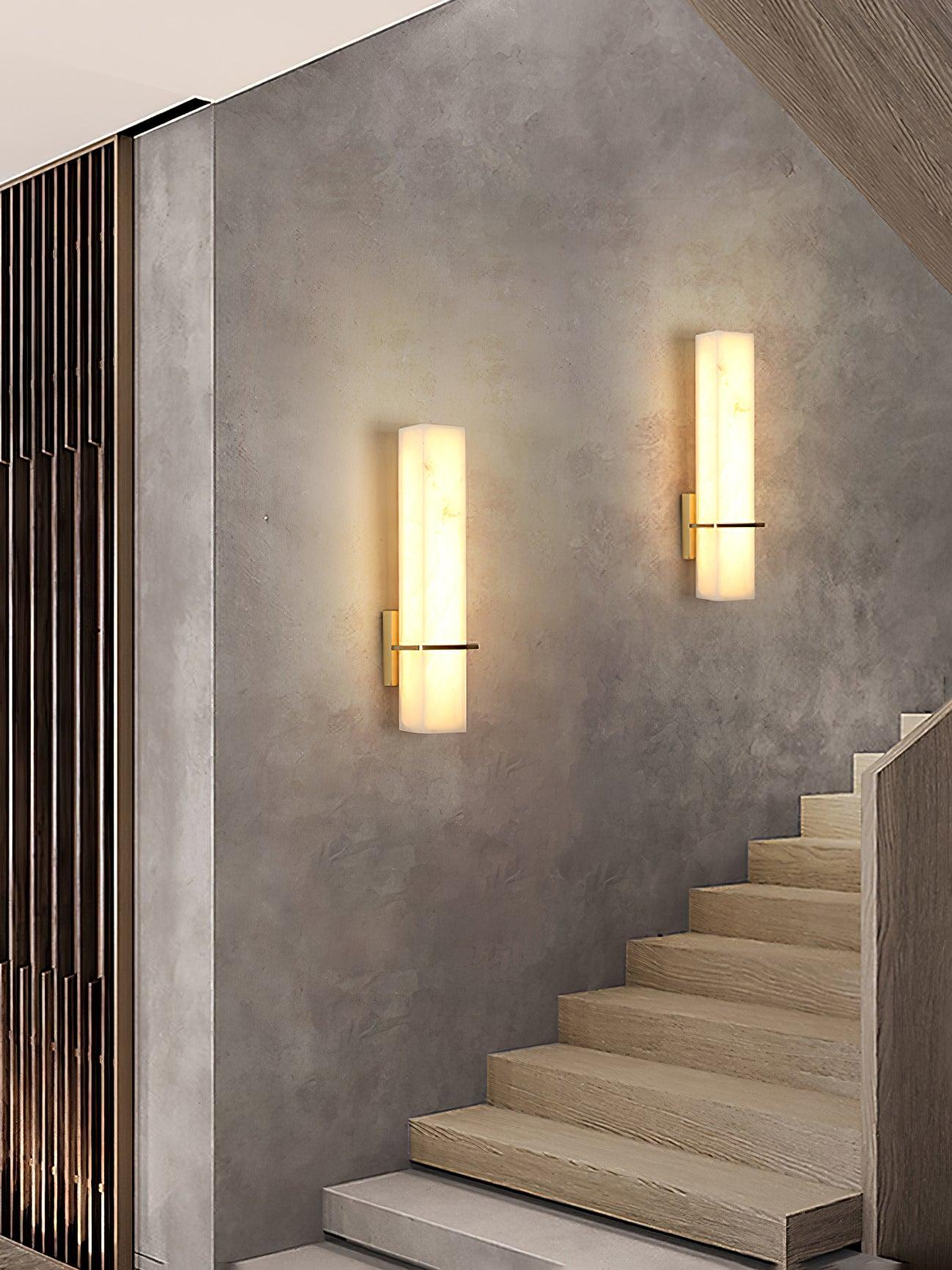 Milan Wall Sconce LED Indoor Lighting Brass Alabaster Fixture
