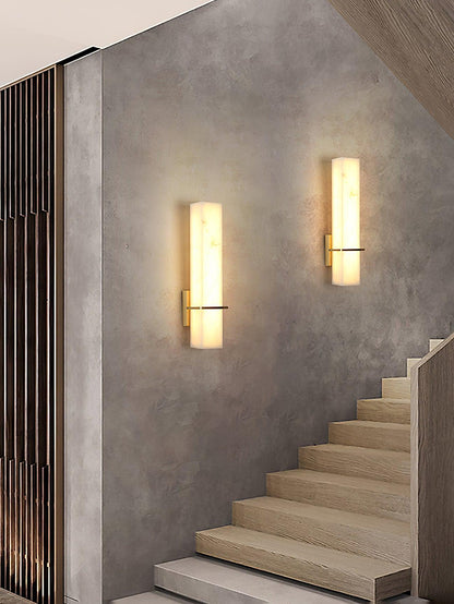 Milan Wall Sconce LED Indoor Lighting Brass Alabaster Fixture