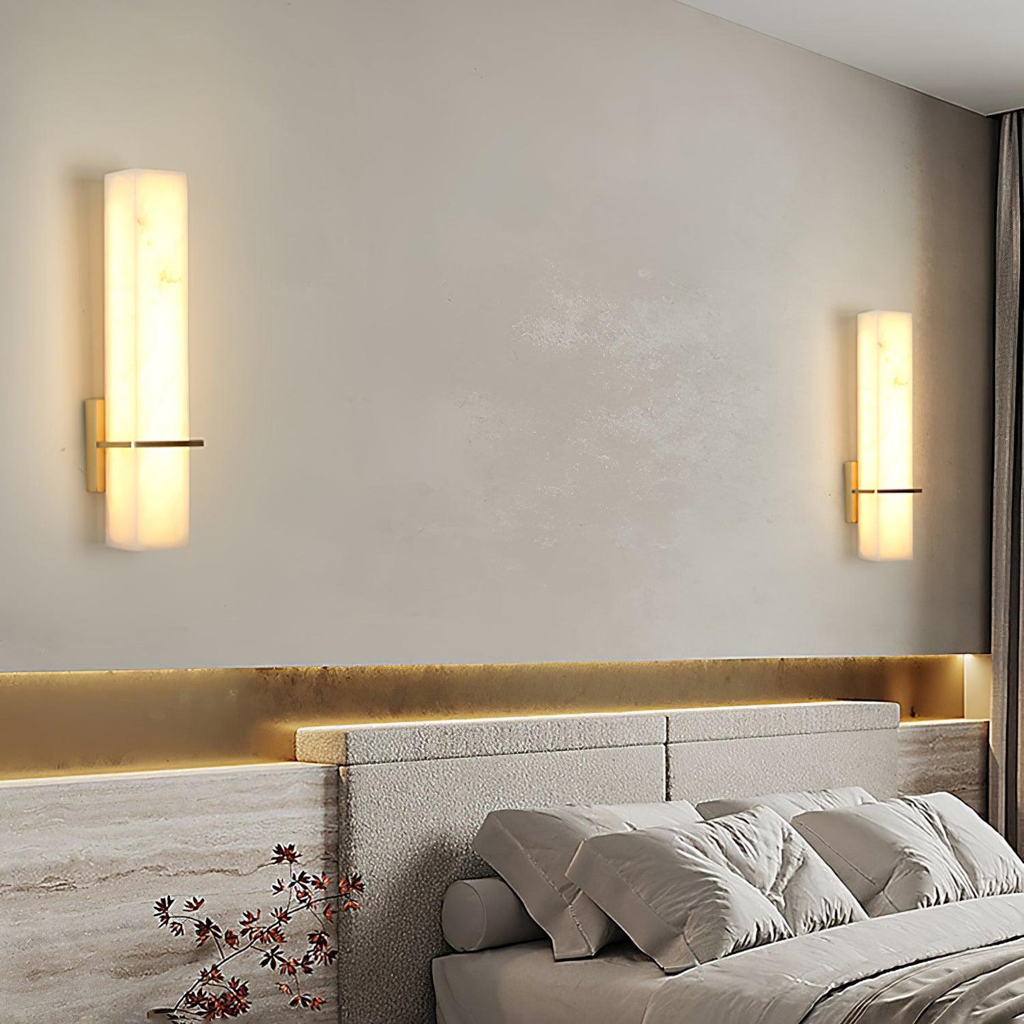 Milan Wall Sconce LED Indoor Lighting Brass Alabaster Fixture