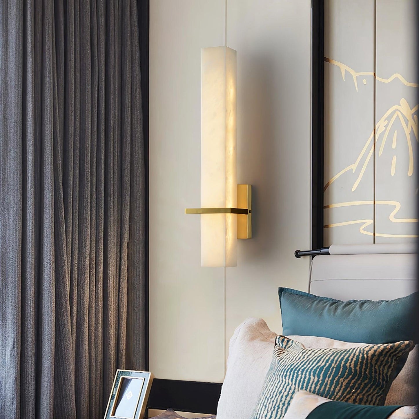 Milan Wall Sconce LED Indoor Lighting Brass Alabaster Fixture