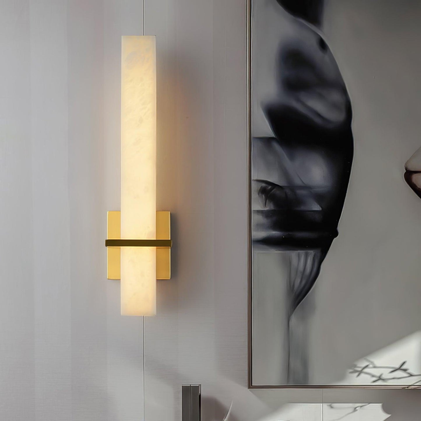 Milan Wall Sconce LED Indoor Lighting Brass Alabaster Fixture