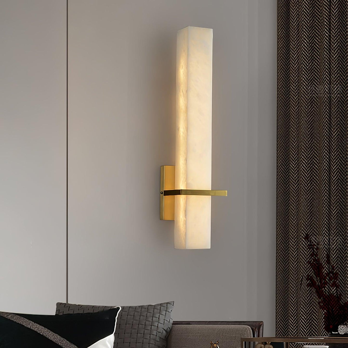 Milan Wall Sconce LED Indoor Lighting Brass Alabaster Fixture