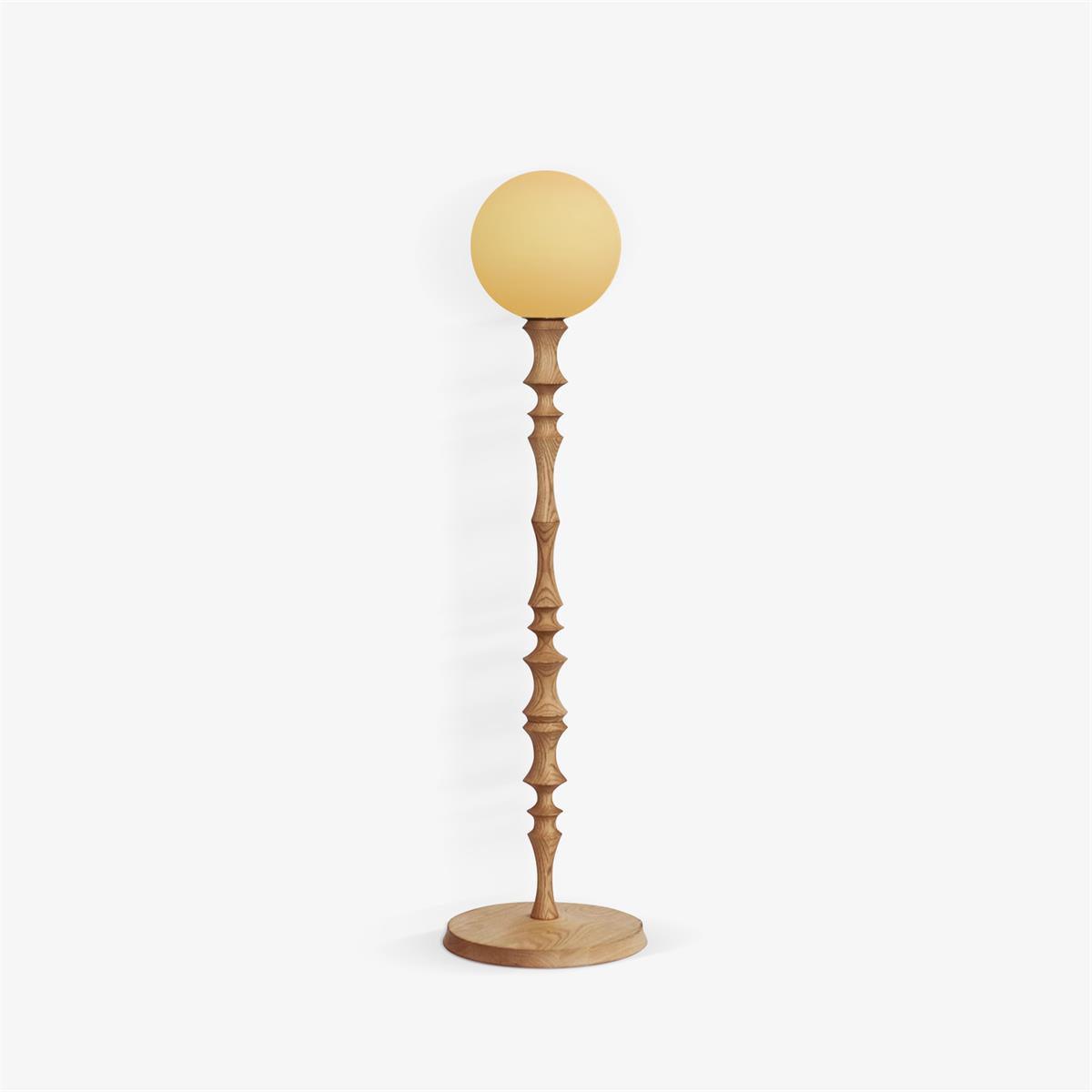 Milo Floor Lamp with Wooden Base and LED Light